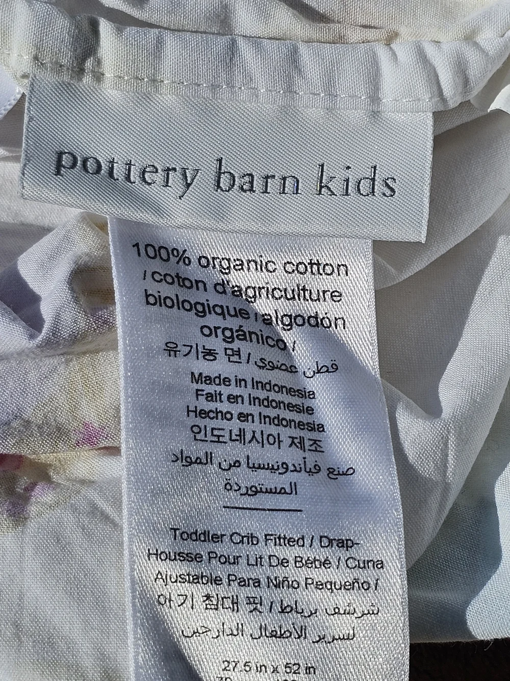 Pottery Barn Kids White Princess Print Fitted Crib Sheet